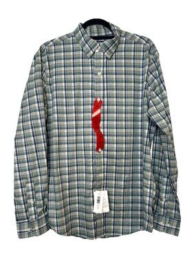 Lands’ End Plaid Men’s Size Medium Button Up Shirt Green NWT